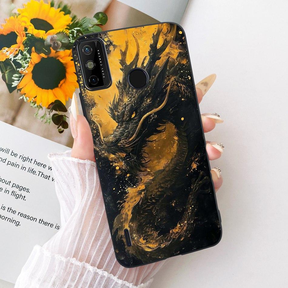 Для Tecno Spark Go 2020 / Spark 6 Go KE5j KE5k KE5S Чехол для телефона с рисунком «Крутой Дракон и Тигр» Черный Силиконовый Мягкие Чехлы