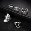 5PCS Geometric Charm Jewelry set Rings Set Whale Tail Waves/Turtle Finger Ring