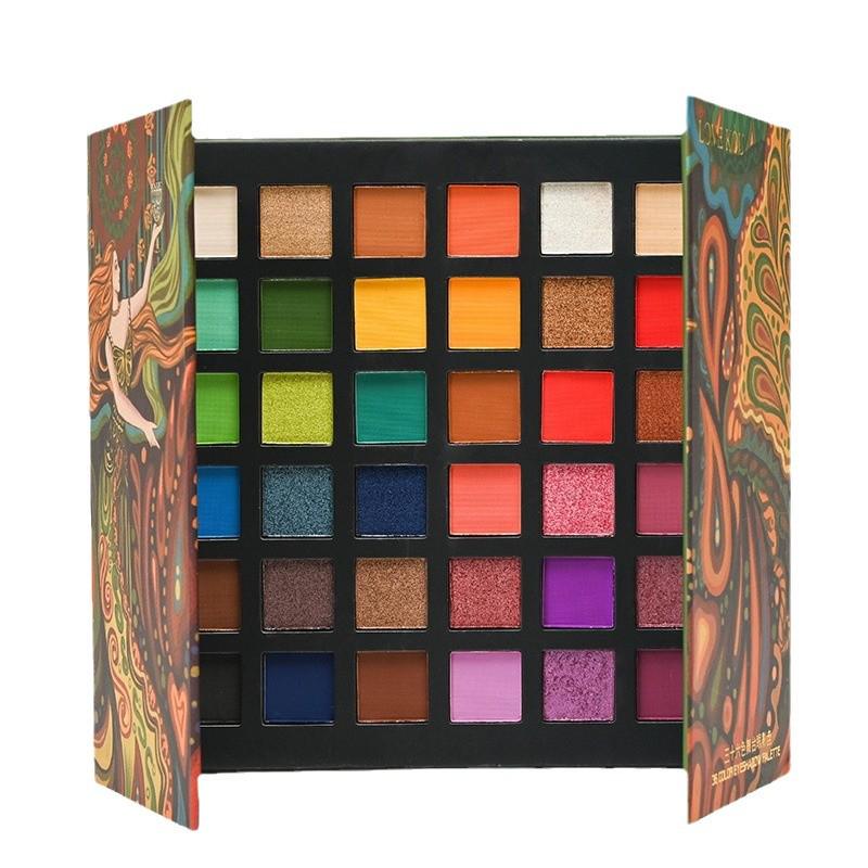 HDKT TikTok Hot 36-Color All-in-One Eyeshadow Palette: Shimmer, Highlight, Matte, Smoky Finishes, European & American Style.