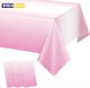 1Pc Pink Plastic Tablecloth For Parties Gradient Pastel Pink Disposable Tablecloth For Rectangular Tables Light Pink Sprin