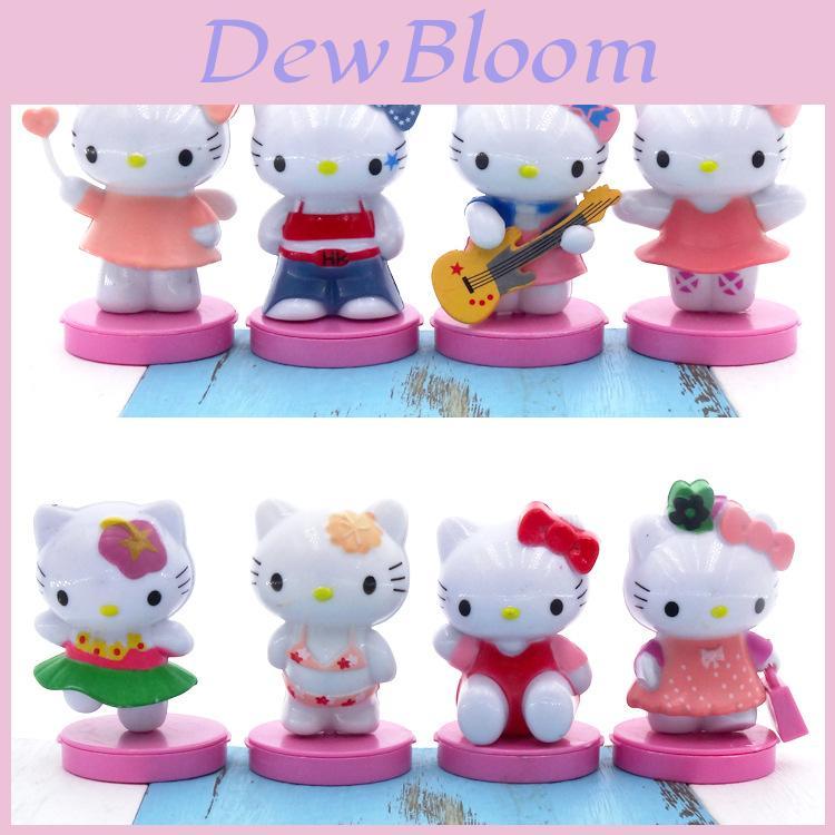 Набор мини-фигурок Hello Kitty из восьми штук, милые мультяшные миниатюры Kt, топперы для торта, подарок