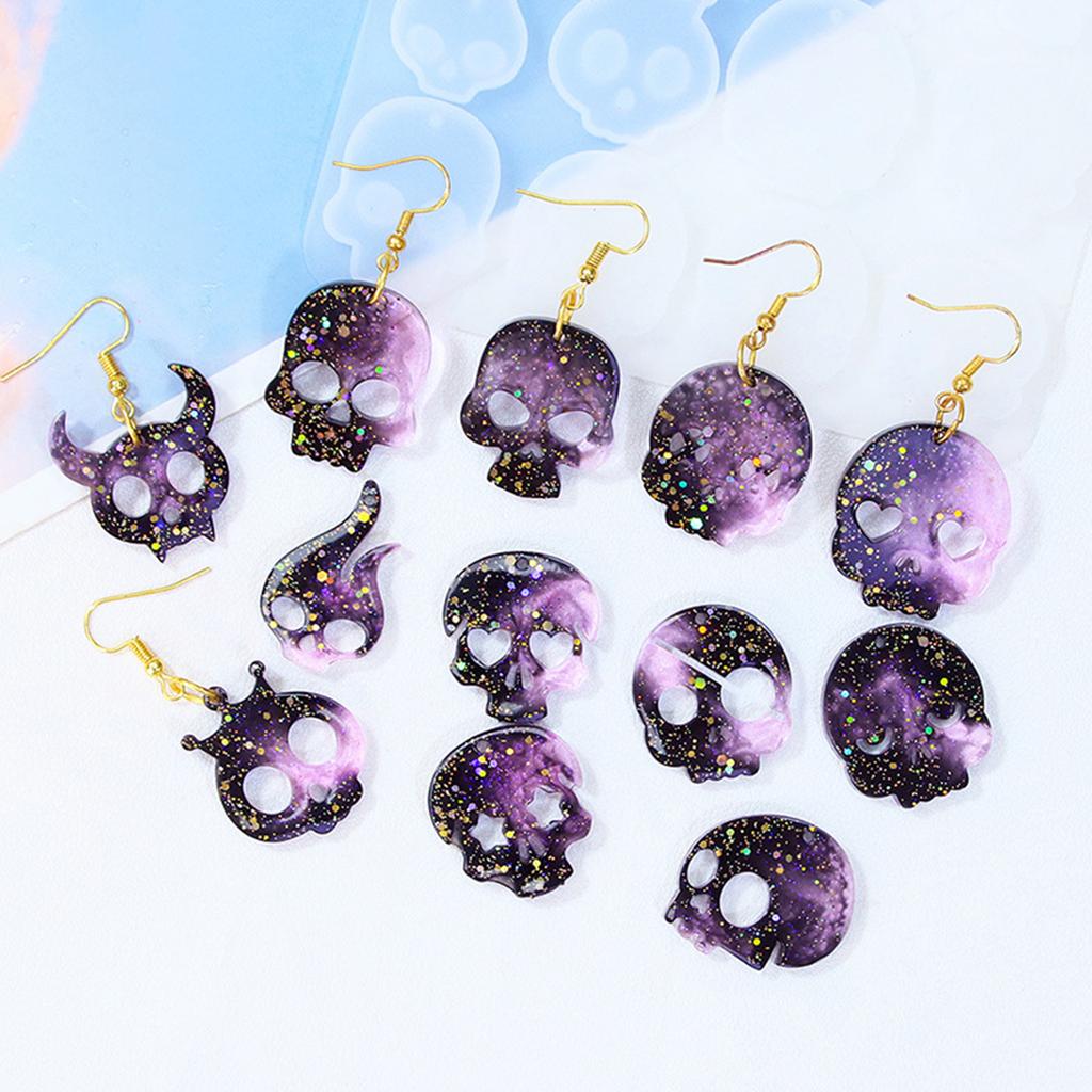 Portable Creative Skull Designs Sturdy Silicone Molds Craft Supplies for Earring Crafting High Temperature Resistant