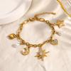 Landy Star Moon Sun Heart Waterproof Chain Bracelet Stainless Steel Gold Plated Zircon Chain Bracelets for Summer