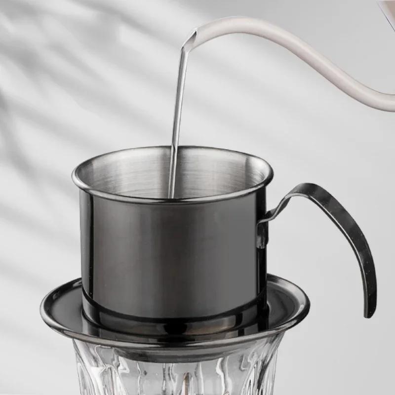 Vietnamese Pot 304 Stainless Steel Hand-pour Pot Drip Coffee Pot Hand Brewing Pot Filter Drip Filter Office Coffee Brewing Tool