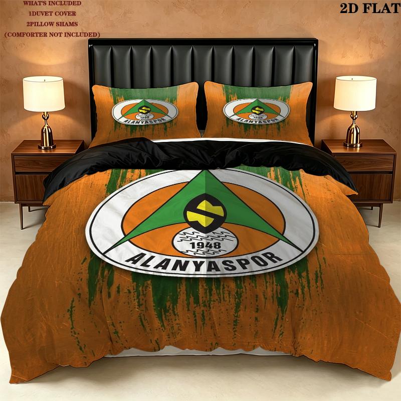 Alanyaspor Pattern Bedding uilt Set uilt Cover Pillowcase Home Decoration Birthday Gift (1 * duvet cover + 2 * pillowcase without core)