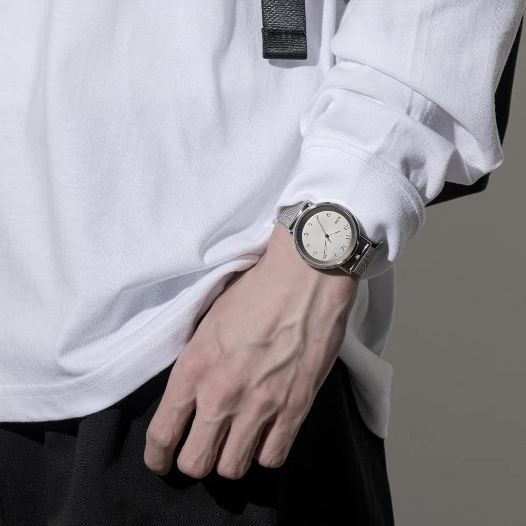 Klon Watch Solar Watch Replacement Strap Simple 38mm KLON SLIM SOLAR STYLE HIDE TIME 2ND 38mm Men's Women's -SILVER MESH-