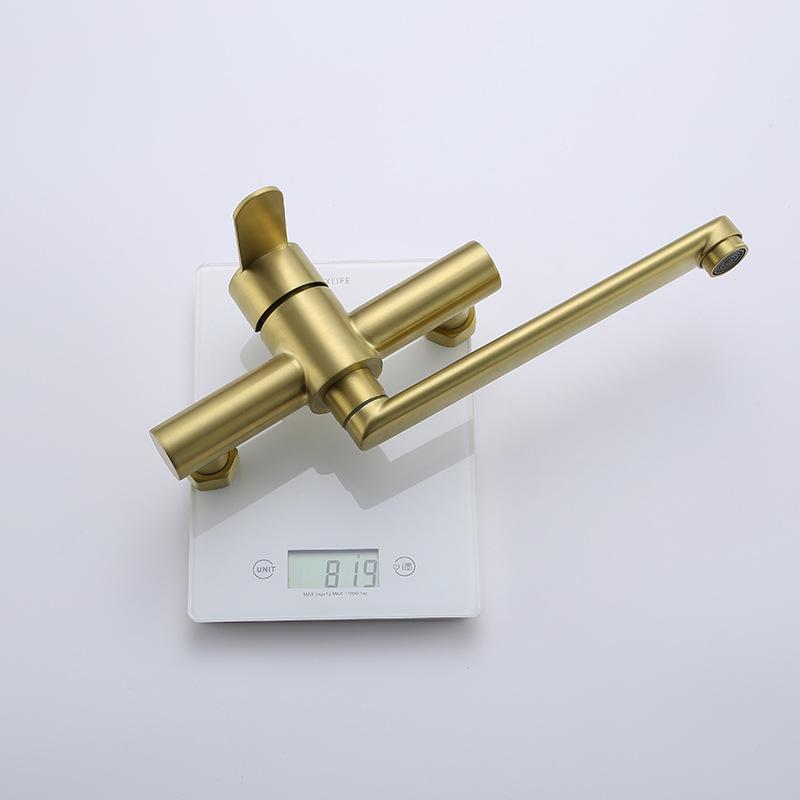 Современный настенный кухонный смеситель цвета матового золота с одной ручкой