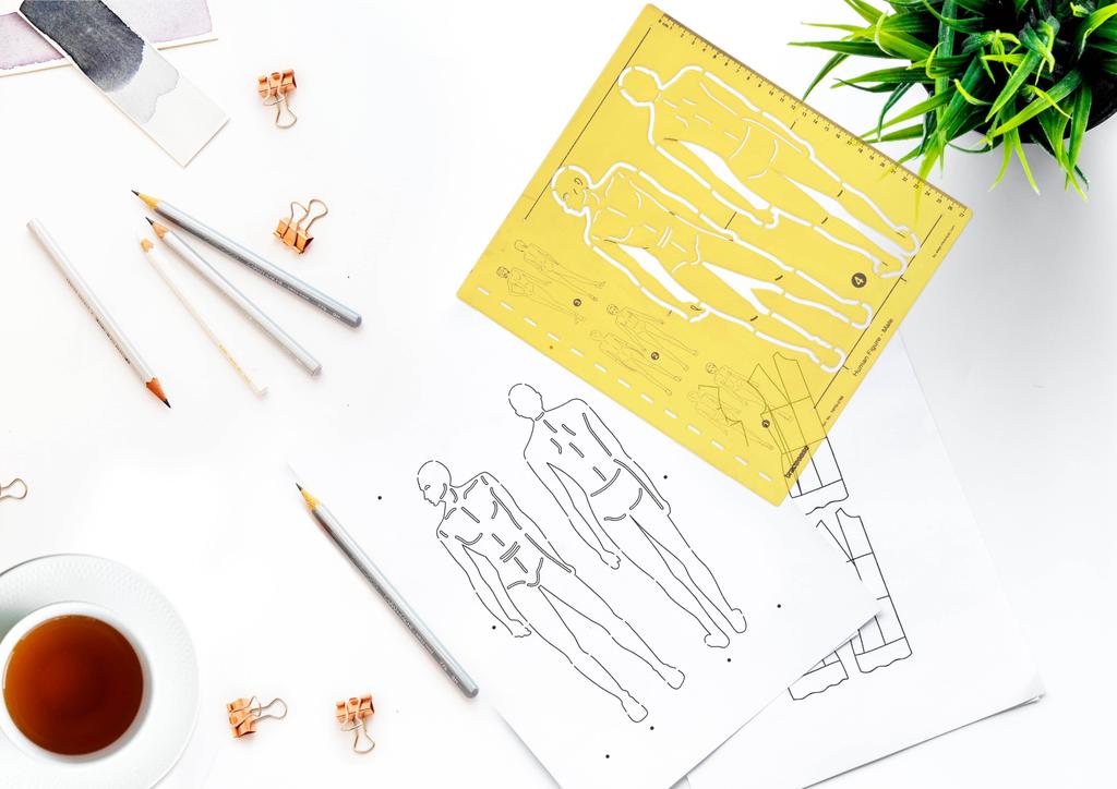 Traceease Шаблоны трафаретов мужской фигуры человека Инструменты для рисования дизайнеров одежды, Мужская фигура человека