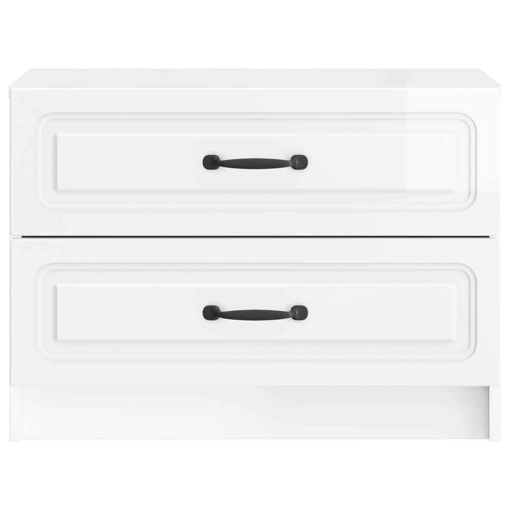 Nightstand High Gloss White 62 x 34.5 x 44.5 cm Particleboard