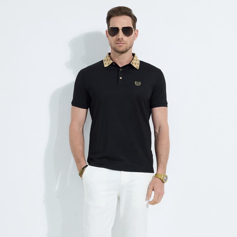 2025 Spring Antibacterial Men's Slim Fit Beaded Short-sleeved Polo Shirt
