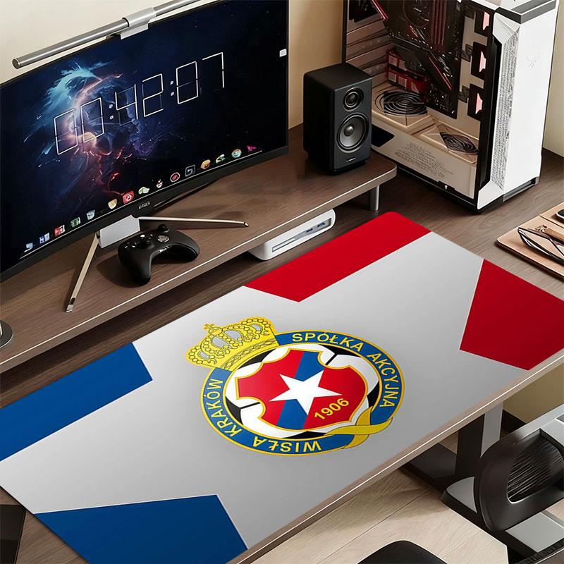 Wisla Krakow logo Mouse Pad, Large Gaming Desk Mat, Non-slip XXL Mousepad for Laptop & Tablet, Mini PC Playmat with Stitched Edges