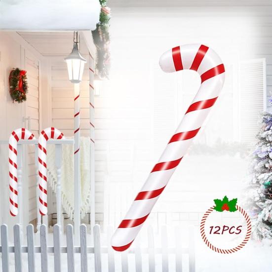 Надувные шары в виде леденцов для рождественских украшений. Большие леденцы с красно-белой полоской для Рождества, для дома, улицы, праздничного двора, бассейна, пляжа.