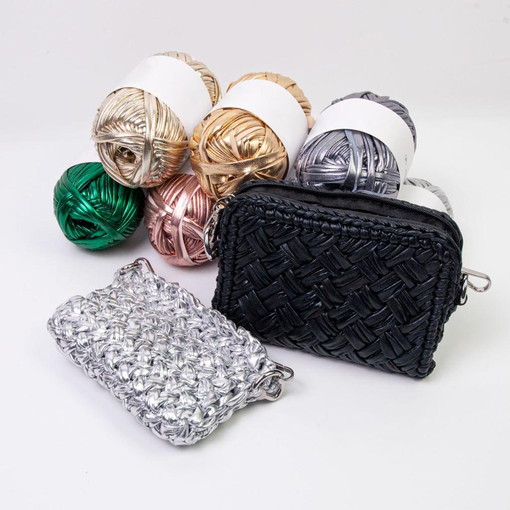 43.74yd Metallic Tshirt Yarn Fabric Cloth Knitting Yarn for Handmade Bag Purse Wallet Blanket Cushion Mug Pad Crocheting