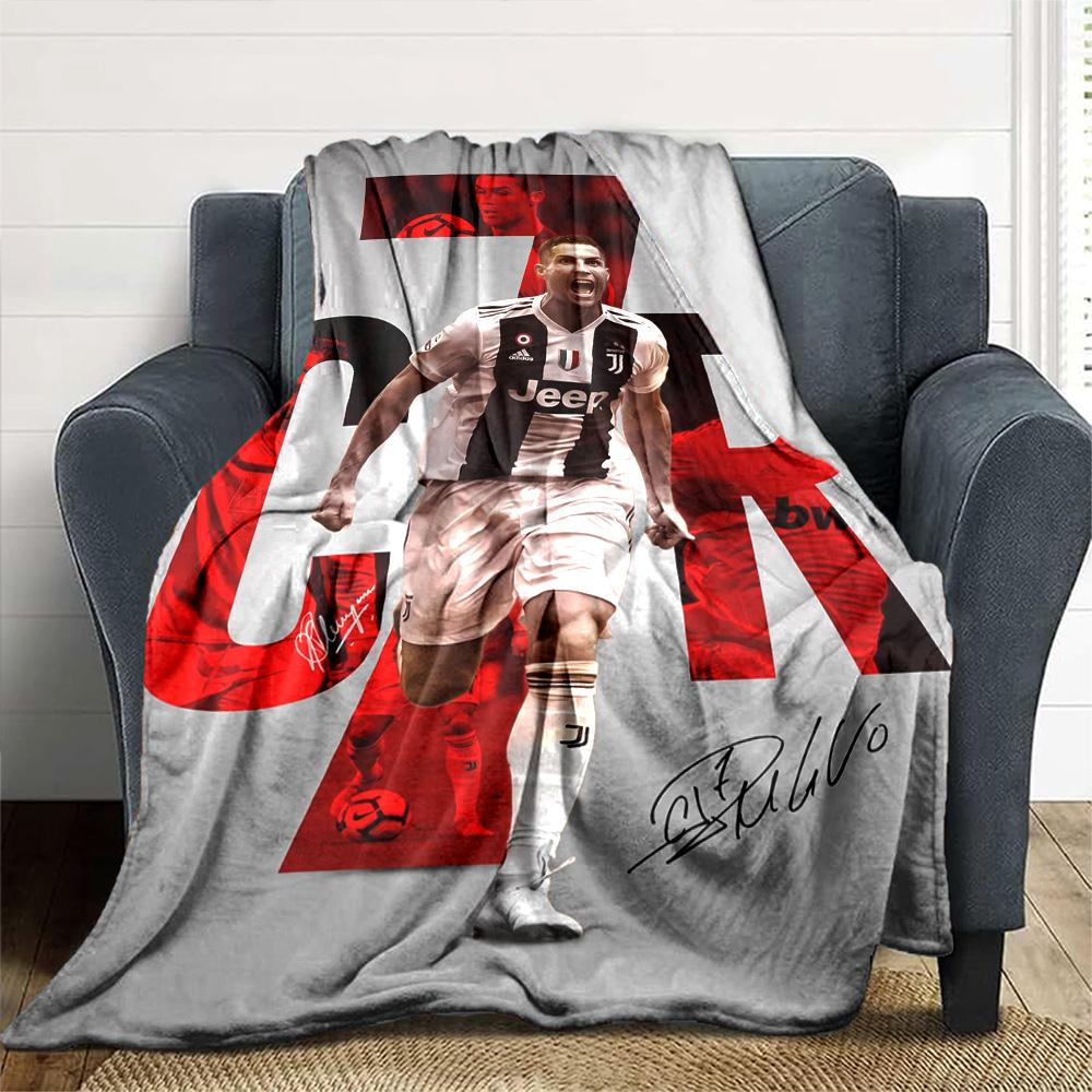 Dynamic Soccer Legend Blanket Soft Warm Cozy Suitable for Livingroom Seaside Bed All-Season Use Digital Print