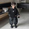 Boys' Trendy Leopard Sweatshirt Set - Autumn/Spring 2025 Fashionable Two-Piece Outfit for Toddlers