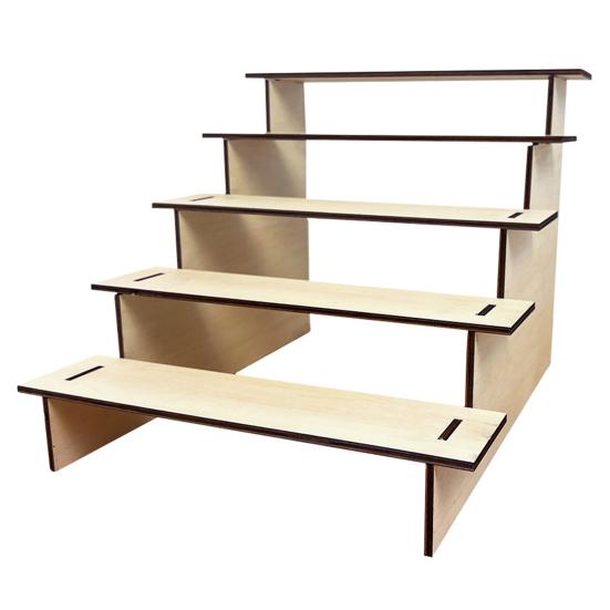 5-Tier Wooden Display Stand Tabletop Multi-tier Storage Rack Tiered Display Riser Stand