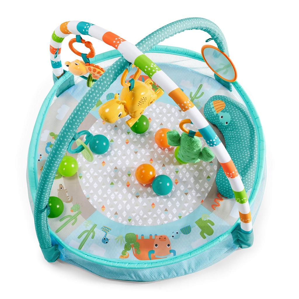Bright starts Rounds of Fun Ball Pit Gym 10 Balls Storage 0 Months Activity Gym Baby Gym Baby Mat Ball Pool Green 11979 (Includes Bag)