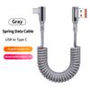 Right-Angle Nylon Data Cable PD100W Fast Charging USB-A/Type-C for IPhone14/15/16/17 for for for Car Retractable