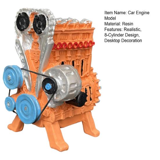 V8 Car Engine Model Realistic Resin 8-Cylinder Auto Engine Decoration Home Office Desktop Ornament Kids Science Learning Educational Toy
