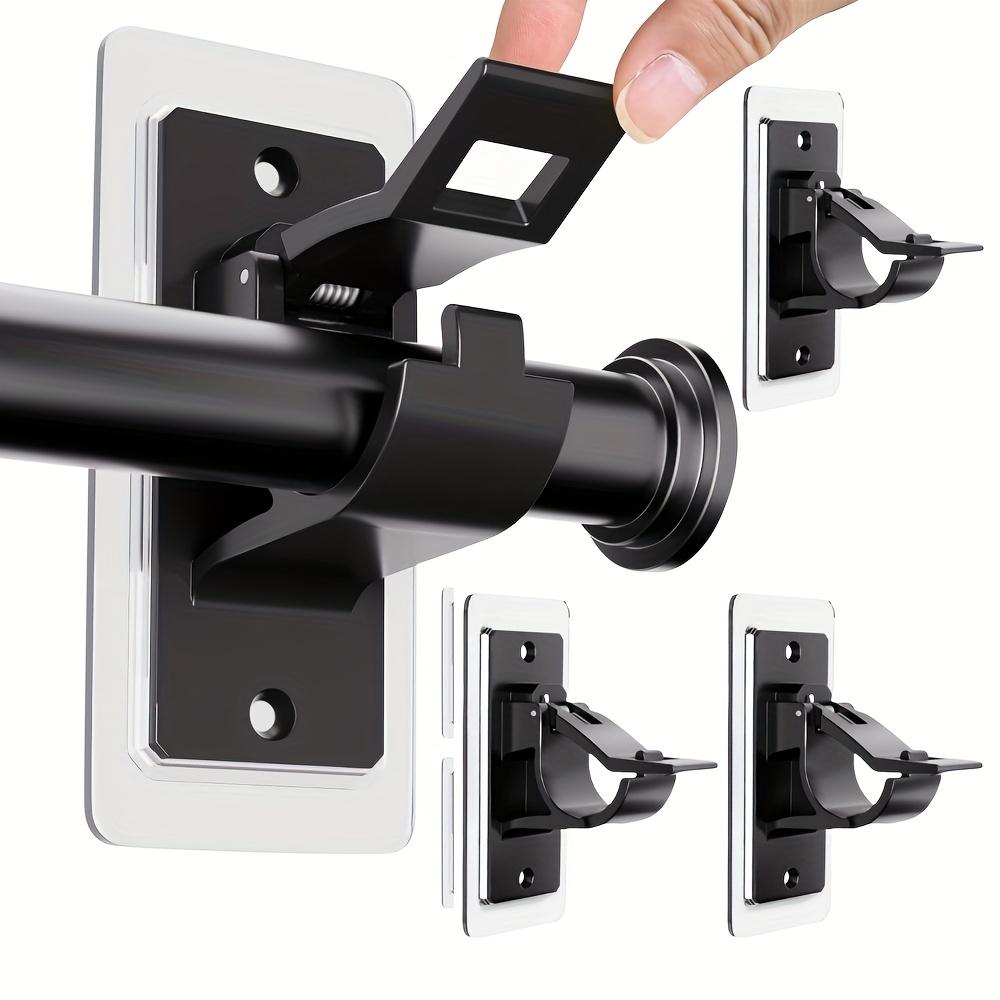 Nail-free removable curtain bracket for walls and ceilings up to 1.2 inch curtain rod no punching installation