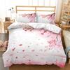 Romantic Flower Duvet Cover Set King Queen Pink Cherry Blossoms for Teens Girl Women Spring Lovely Garden Polyester Bedding Set