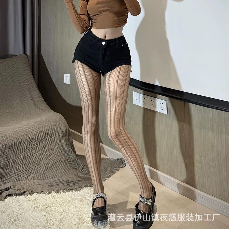 Сексуальные чулки в радужную полоску, узкие чулки Spice Girls, универсальные тонкие колготки, соблазнительные, полые, сетчатые носки