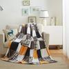 Patchwork blanket plush lightweight decorative flannel blanket for sofa travel camping