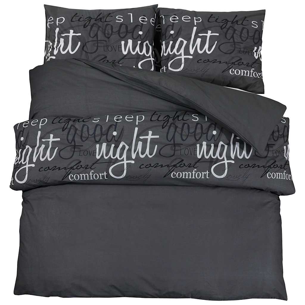Black Bed Linen Set 200x200 cm Cotton