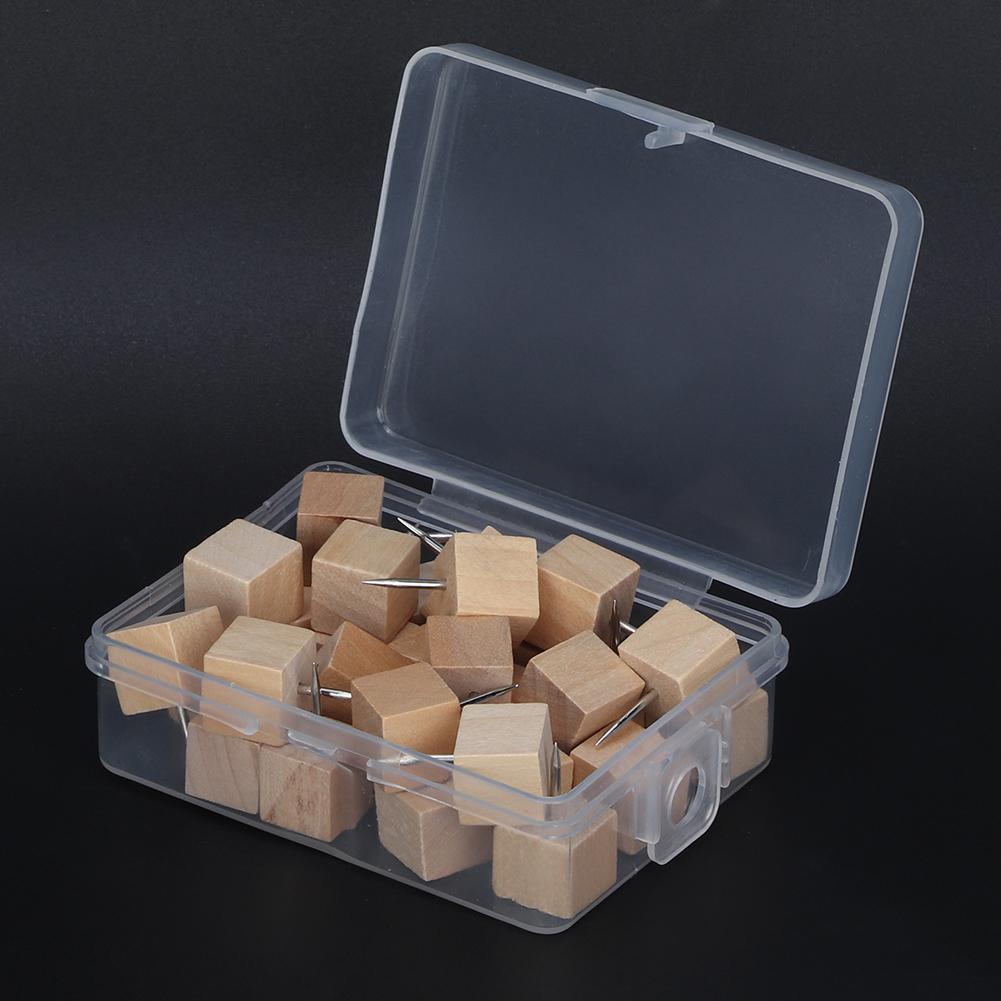 Practical Durable Delicate Wooden Pushpin Cute Style In High Quality(30pcs, Square Pushpin)