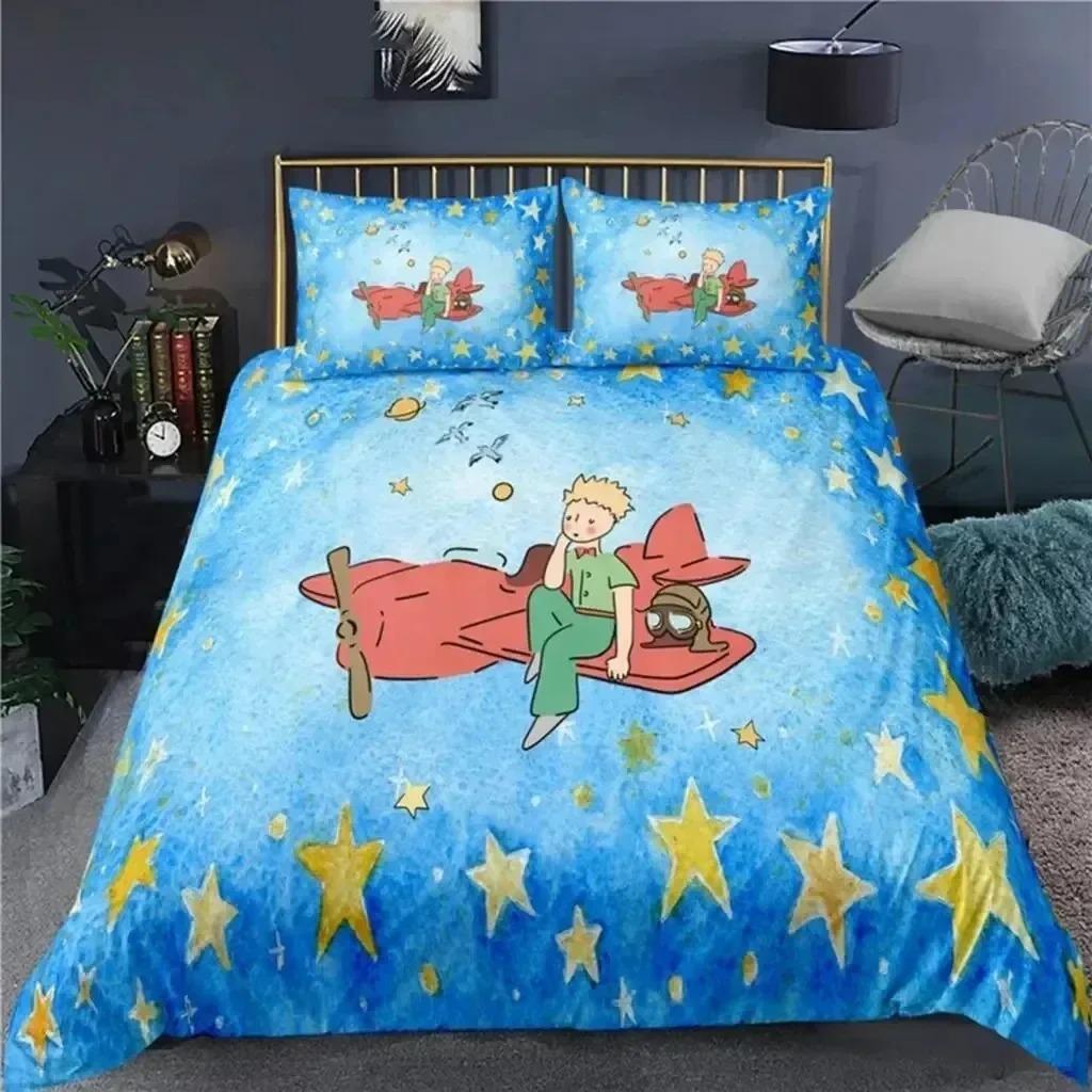 3D Печать Аниме Маленький Принц Le Petit Prince Комплект Постельного Белья Мальчики Девочки Размер Twin Queen Пододеяльник Постельное Белье Дети Взрослые