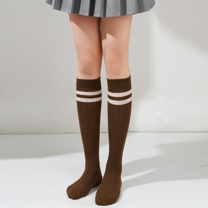 Хлопковые носки из телячьей кожи для женщин, японские носки JK, длина до колена, средние, модные, для девушек, студентов, в полоску, в стиле колледжа