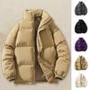 Men Autumn Cotton Coat High Collar Long Sleeve Zipper Closure Windproof Coat with