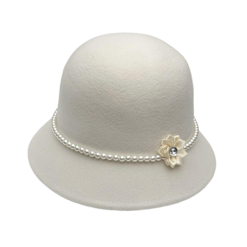 French Style Fisherman Hat Solid Color Woolen Bucket Hat Elegant Flower Topper Hat  Autumn Winter