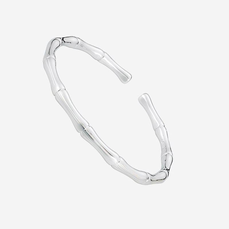 S999 Чистый Серебристый Гладкий Открытый Бамбуковый Серебряный Браслет Простой и Универсальный Серебряный Браслет для ног для девочек и Подарки для пожилых людей