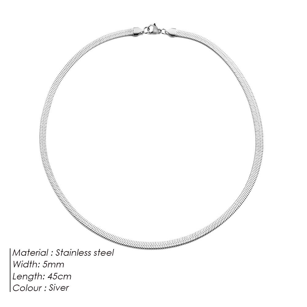 Ожерелье-цепочка eManco из высококачественной титановой стали в виде змеиной кости, ожерелье на ключицу шириной 5 мм, не выцветает, простой стиль.