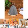 Adults And Kid Grey Felt Sauna Hat Absorbent Dry Hair Cap For Spa And Bath Use