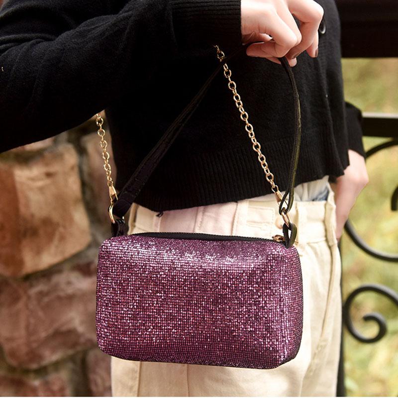 IELGY Портативная модная сумка-подушка с цепочкой и блестками, сумка через плечо, большая вместимость, легкая повседневная сумка