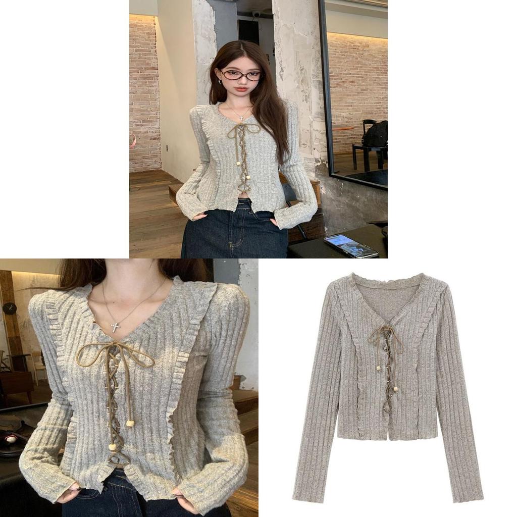 T Shirt Women V Neck Long Sleeve Polyester Slim Fit Casual Top For Streetwear And Daily Use
