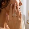 Minimalist Wheat Ear Open Ring for Women Exquisite Shiny CZ Stone Geometry Adjustable Ring Friendship Birthday Jewelry Gift