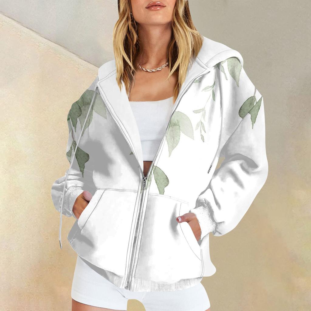 Женские повседневные модные пуловеры с принтом и длинными рукавами, толстовки на молнии, пальто