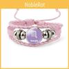 Стильный розовый кожаный браслет со знаками зодиака Овен Телец Близнецы Рак Лев Весы