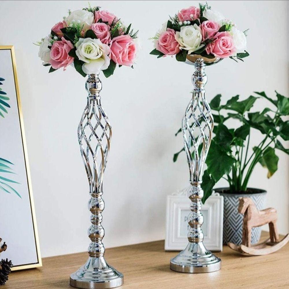 Romantic Golden Flower Stand Vintage Candle Holders Elegant Style Floral Display Rack  Party Dinner