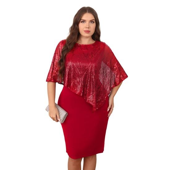 Женское платье-накидка без рукавов с накладными пайетками, облегающее платье-карандаш с пайетками большого размера, женское вечернее платье миди