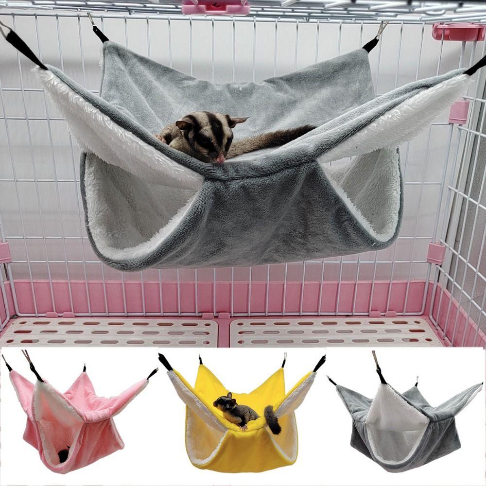 Warm Plush Hamster Hammock Double-layer Rat Cage House Practical Pet Hamster Nest for Pet Cage