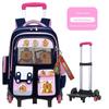 "Large Capacity Trolley Schoolbags for Grade 2, 3, and 6 Students - Card Bara Design To Reduce Carrying Burden"