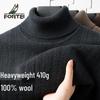 Futing Men's 100% Merino Wool Heavyweight Turtleneck Sweater