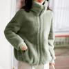 Женская теплая куртка на молнии из кораллового флиса с высоким воротником