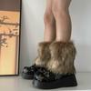 Womens Furry Party Costume Sexy Y2K Faux Furs Fuzzy Long Boots Shoes Cuffs Cover Leg Warmers/Boot Sleeves/Boot Covers