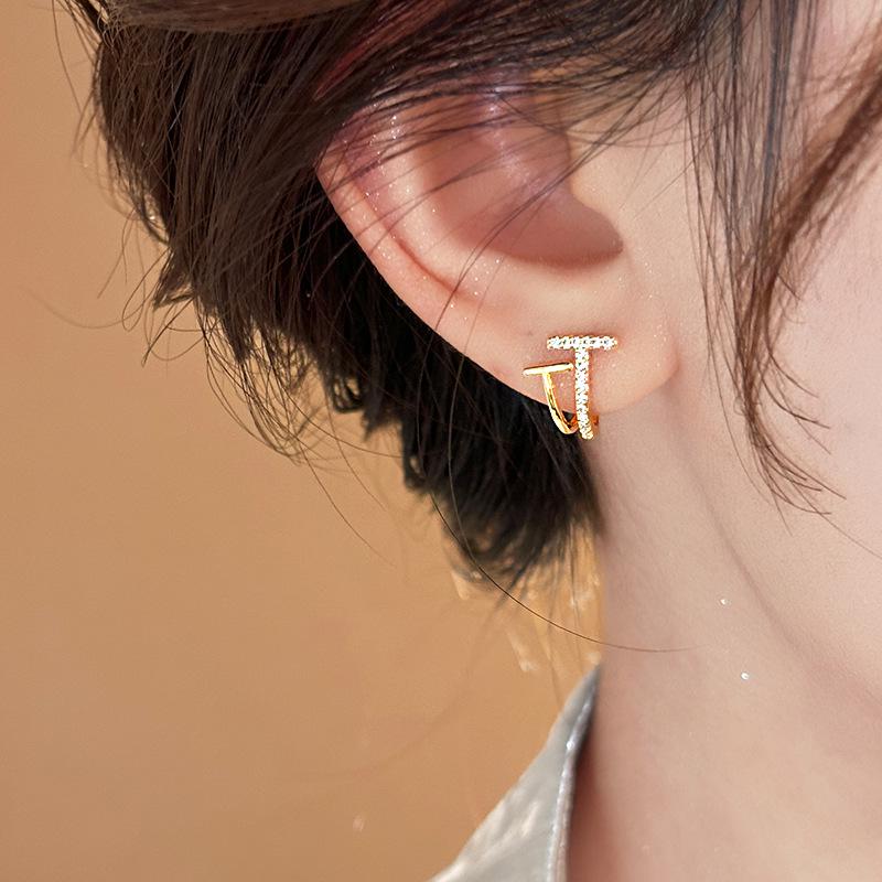 Французские ретро серьги с цирконом и жемчугом: Ювелирные изделия из серебряных игл 925 пробы класса «легкая роскошь»