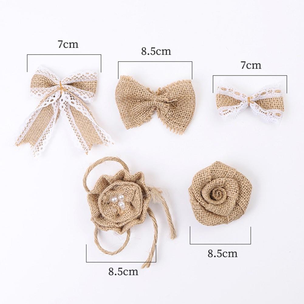 Floral Home Decor Flowers Set Beige Burlap Flowers